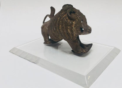 Vintage West African Cast-Brass Mythical Lion Folk Art Sculpture, circa 1960