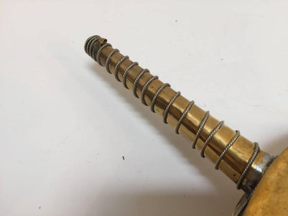 Handcrafted Moroccan Brass Drinking Flask with Glass Stones, 1940