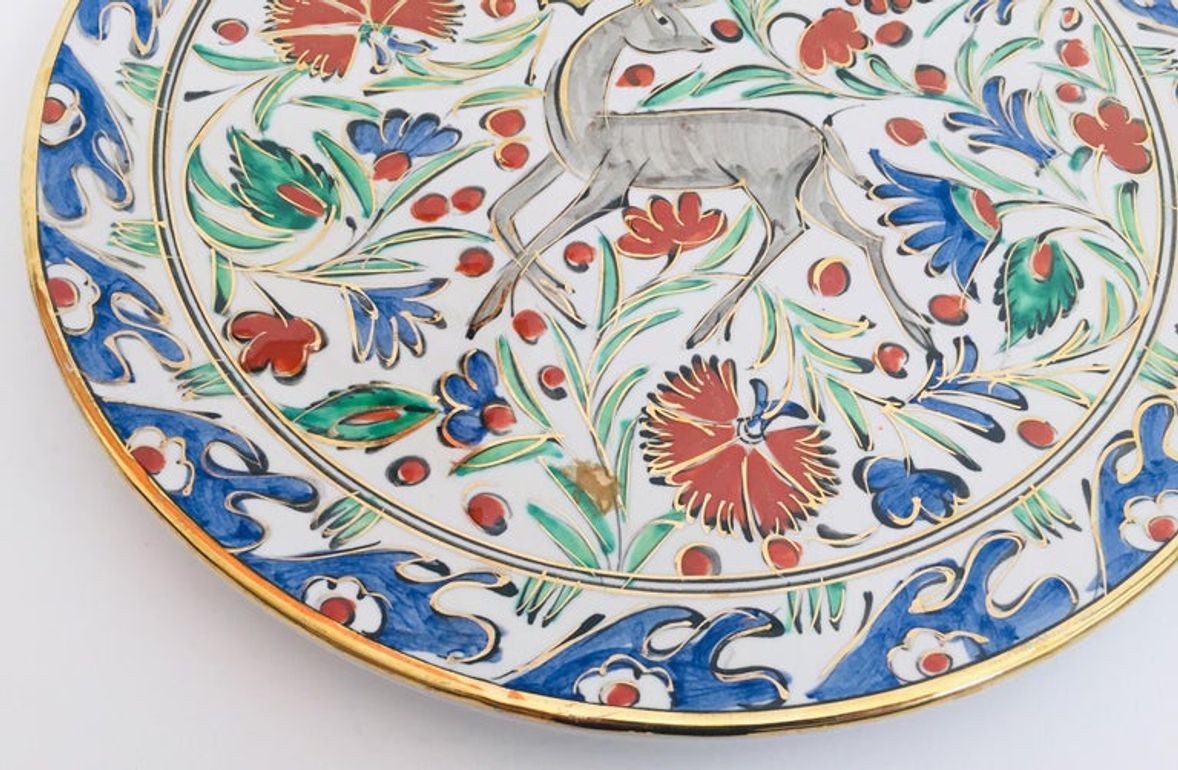 IKaros Hand Painted Carnations and Tulips Decorative Plate Rhodes Greece