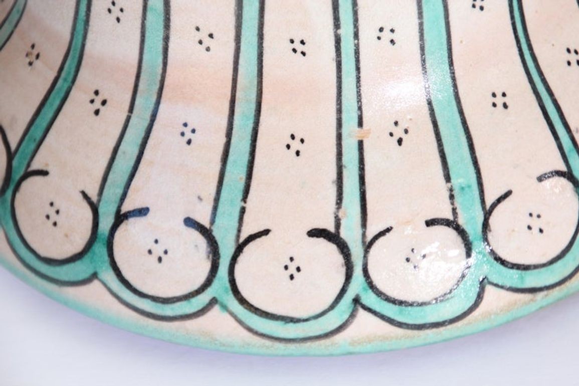 Moroccan Ceramic Glazed Covered Urn Handcrafted in Fez Morocco