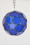 Handcrafted Moroccan Moorish Glass Orb Lantern with Blue Glass