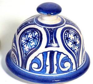 Moroccan Ceramic Blue and White Moorish Jar from Fez 1950s
