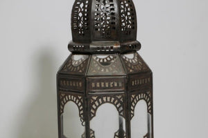 Moroccan Metal and Clear Glass Candle Lantern