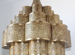 Large Moroccan Brass Chandelier Moorish Alhambra