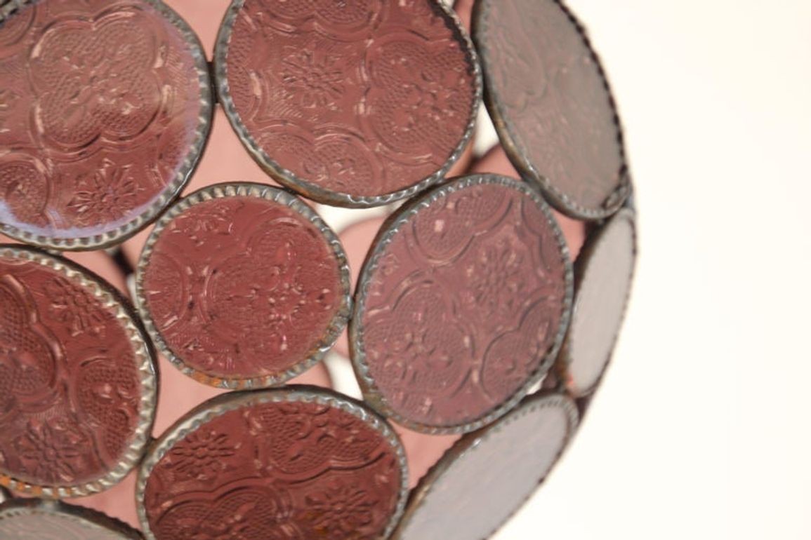 Handcrafted Moroccan Moorish Lavender Glass Lantern or Orb Pendant