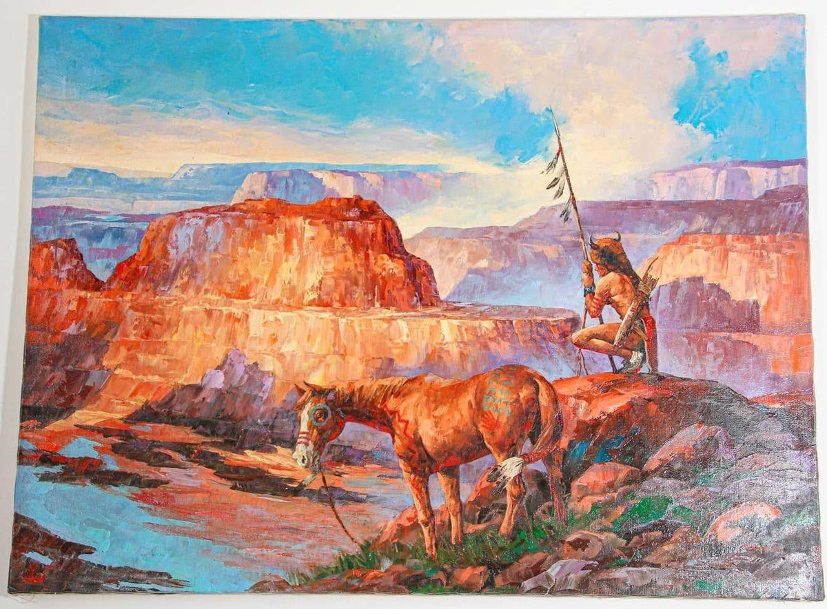 Native American Hunter with his Mustang Oil Painting — additional view 6