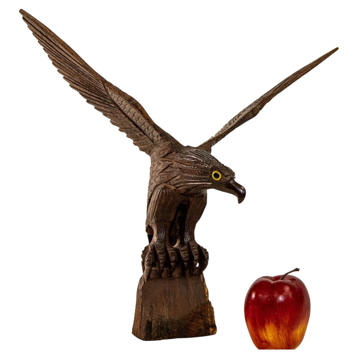 1960s Large Hand-carved Iron Wood American Bald Eagle Art Sculpture — United States