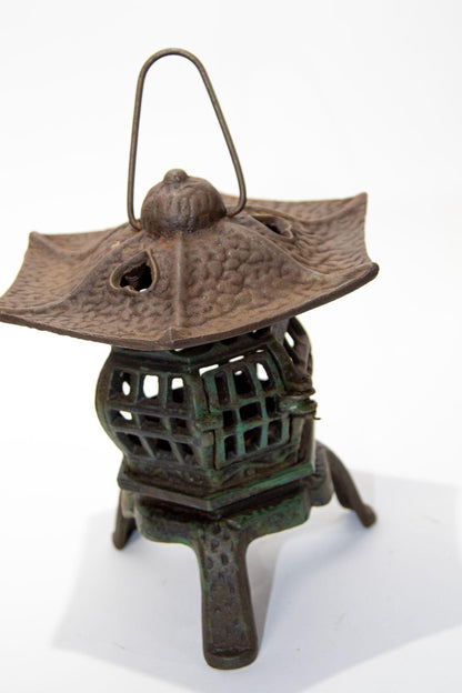 1940s Japanese Iron Pagoda Candle Lantern, Hand-Crafted Japonisme — Japan
