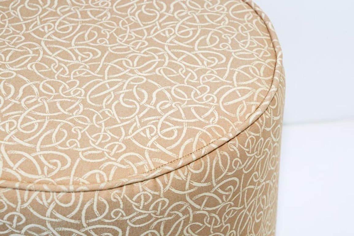 Moroccan Pouf Upholstered in Gold Fabric Stool