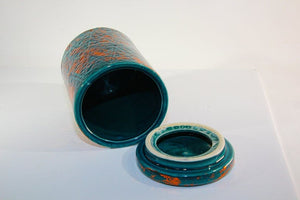 Moroccan Ceramic Blue and Copper Urn with Lid