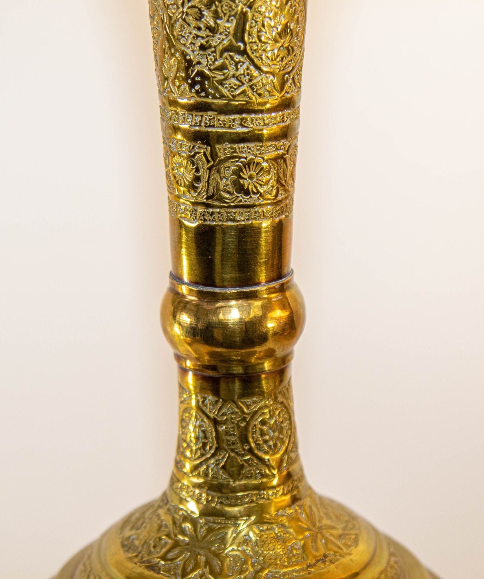 Antique Chiseled Brass Oversized Islamic Mughal Rose Water Perfume Holder Bidri