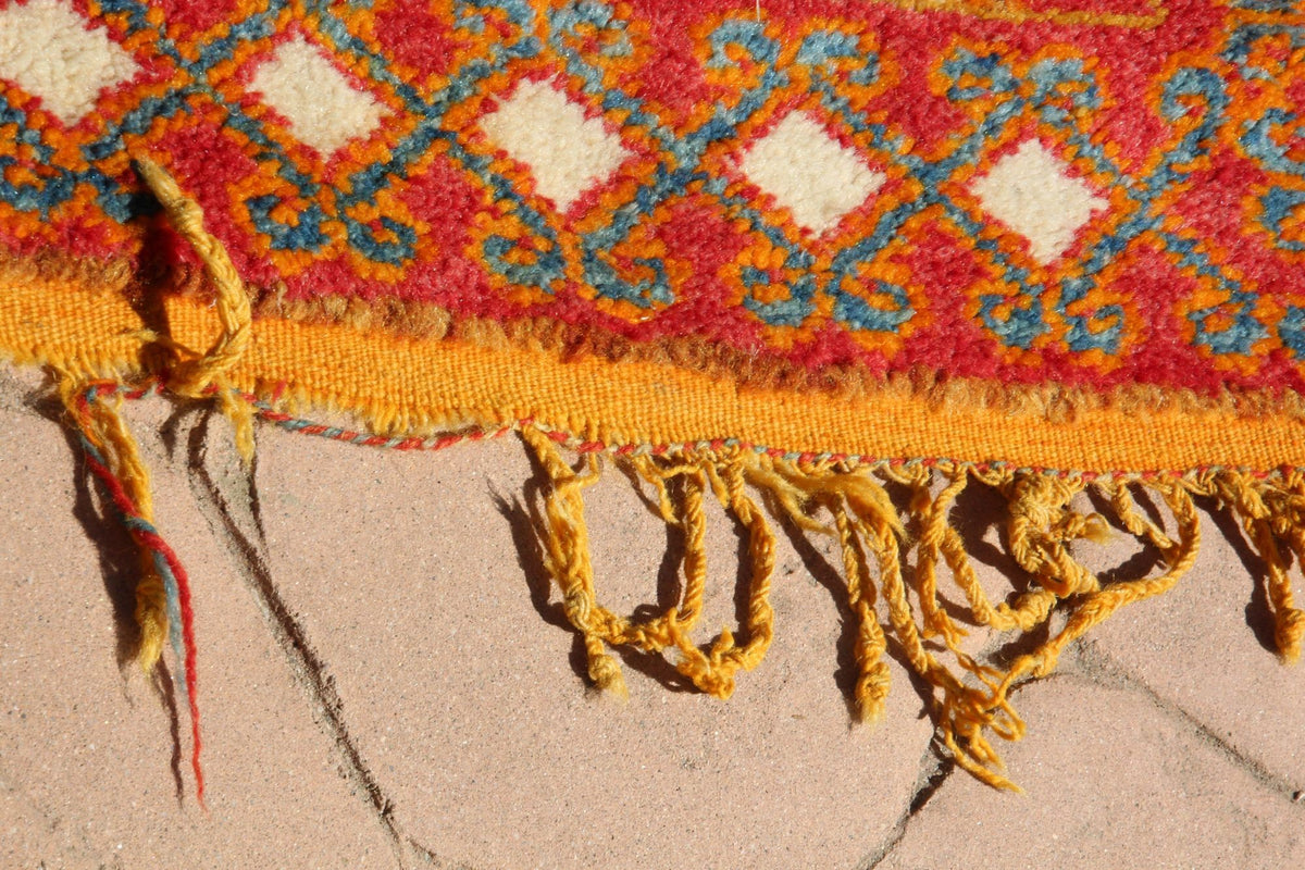 Vintage Moroccan Orange Berber Rug, Hand-Knotted Wool, 1960