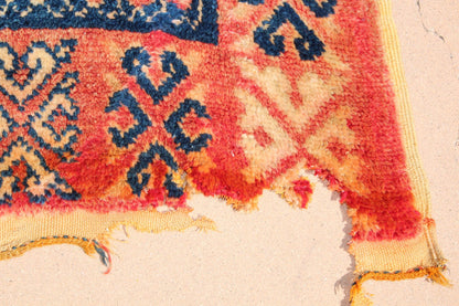 1960s Vintage Moroccan Tribal Rug by Berber Artisans, Indigo & Orange
