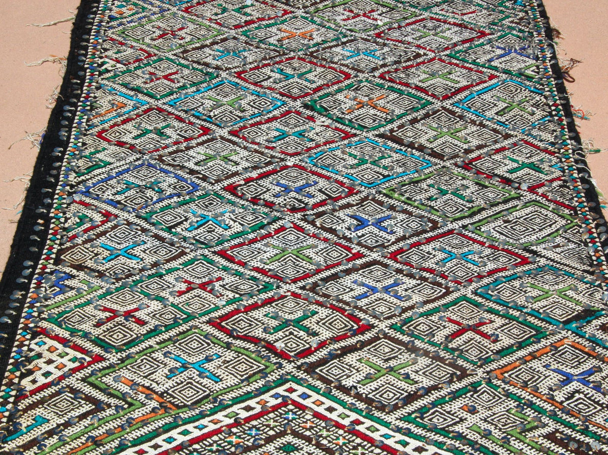 1950s Vintage Zemmour Moroccan Rug Berber Runner, 3ft x 16.4ft long