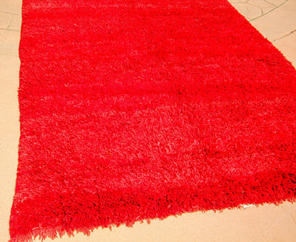 Vintage Moroccan Berber Rug by Weaver Tribes, Red Ethnic Design, 1960s