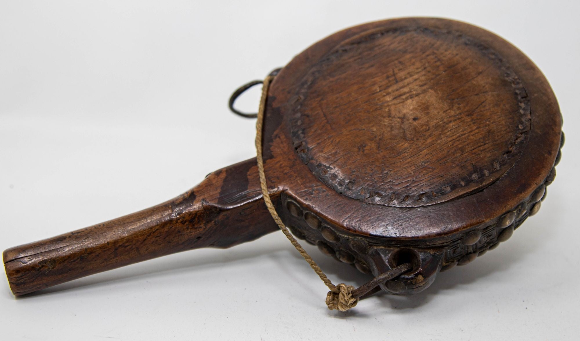 Antique African Moroccan Tribal Carved Wood Flask 19th C.