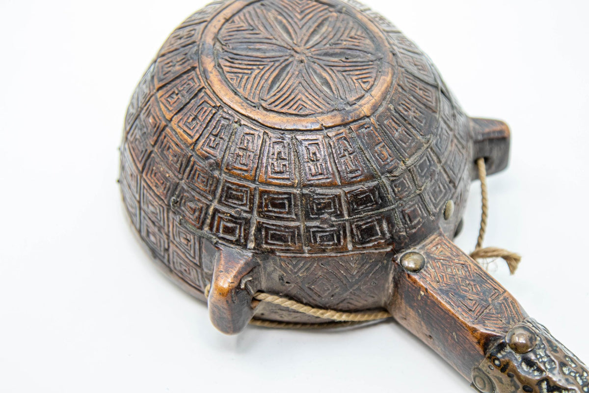 Antique African Moroccan Tribal Wood Flask 19th C.