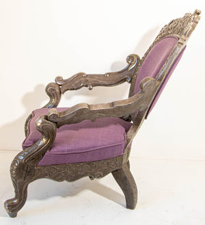 Anglo Indian Armchair Throne Silver Embossed Throne 19th Century