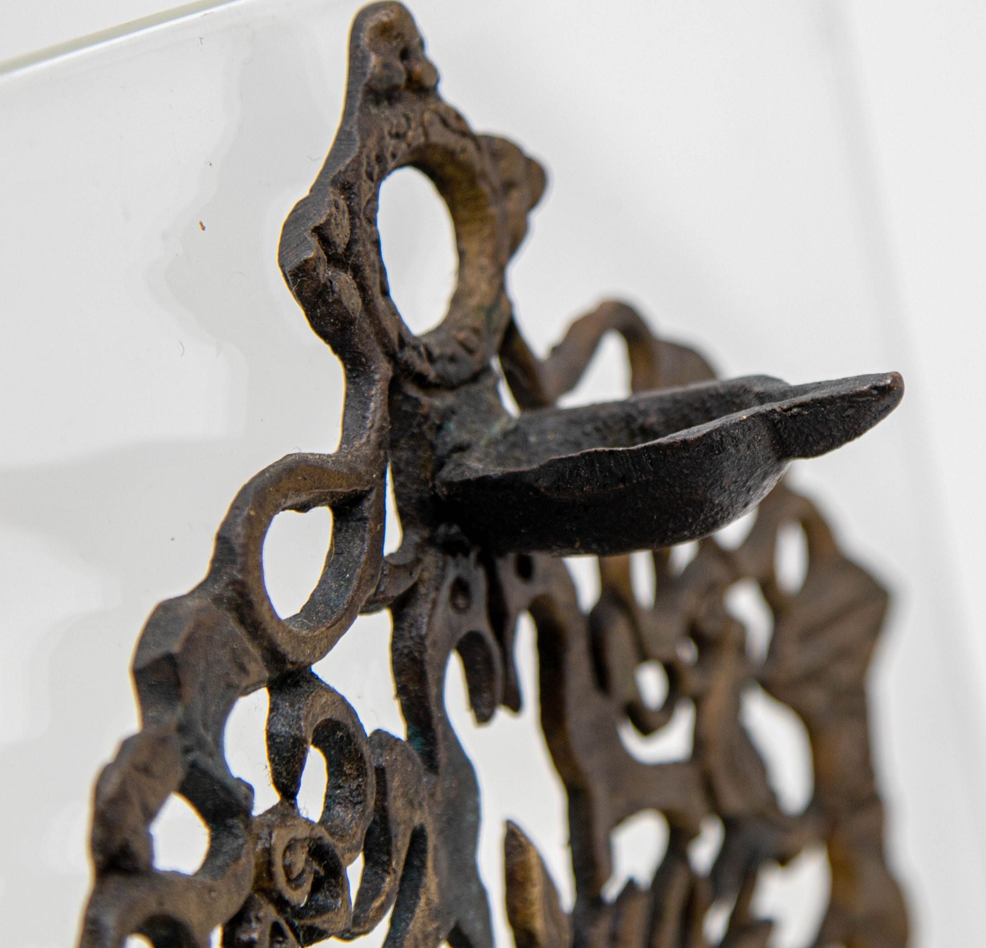 North-African Brass Hanukkah Lamp Menorah Oil Lamp Judaica Morocco 19th Century