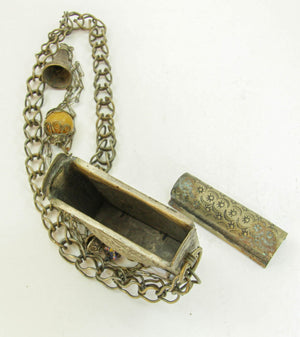 Antique Moroccan Ethnic Talisman Silver Amulet Box Holder