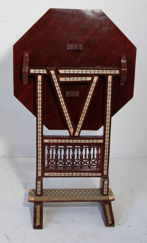 Egyptian Octagonal Side Table Islamic Moorish Tilt-Top Inlaid Table 1950s