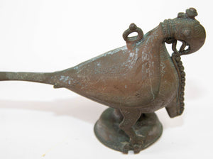 Antique Indian Bronze Parrot Figure oil Lamp Rajasthan 19th Century