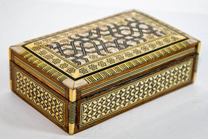 Middle Eastern Moorish Mother of Pearl Inlaid Marquetry Jewelry Box
