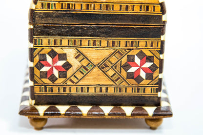 Moorish Spain Arch Top Wood Inaid Marquetry Jewelry Box