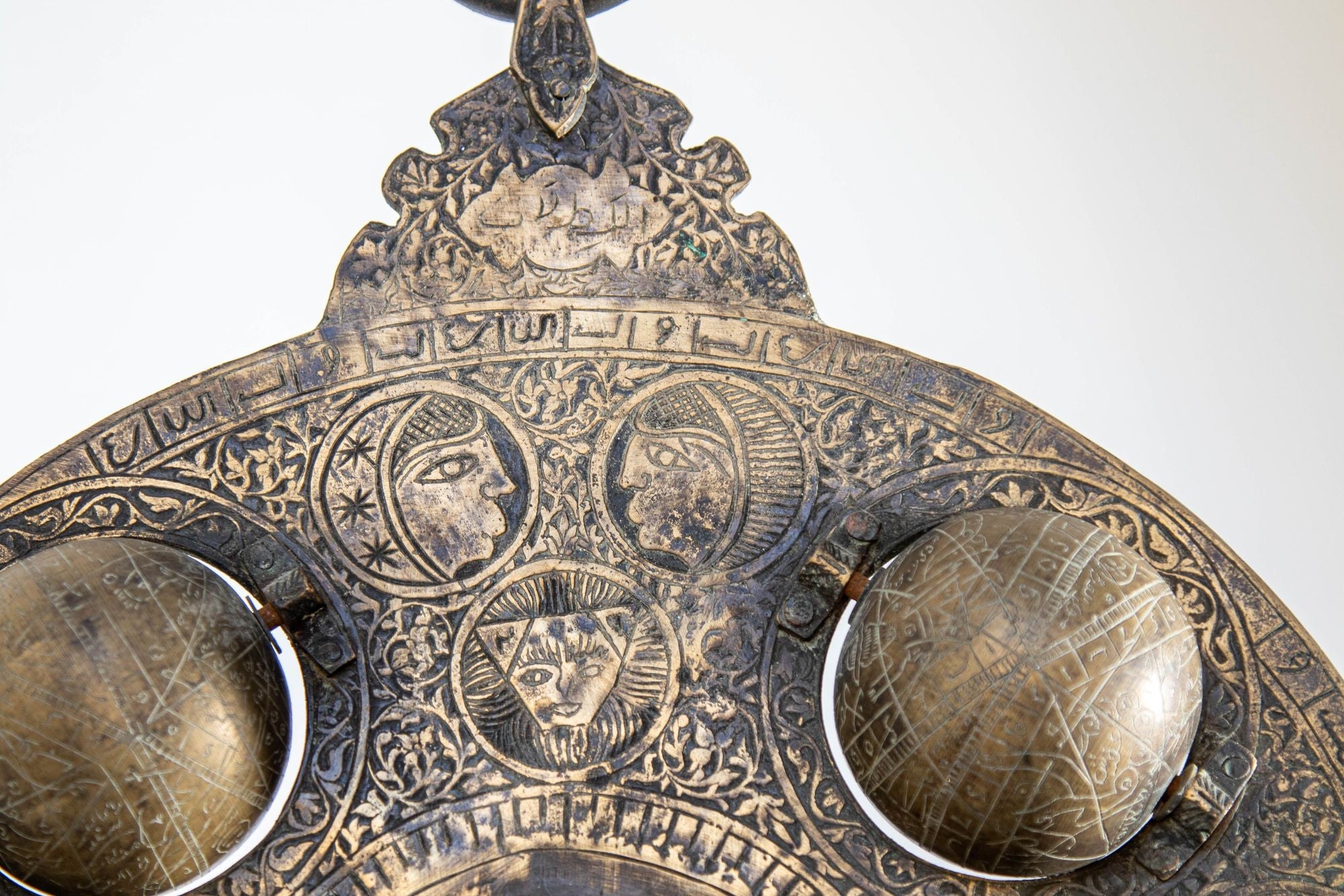 Islamic Cast Bronze Astrolabe with Five Celestial Globes Astronomical Instrument