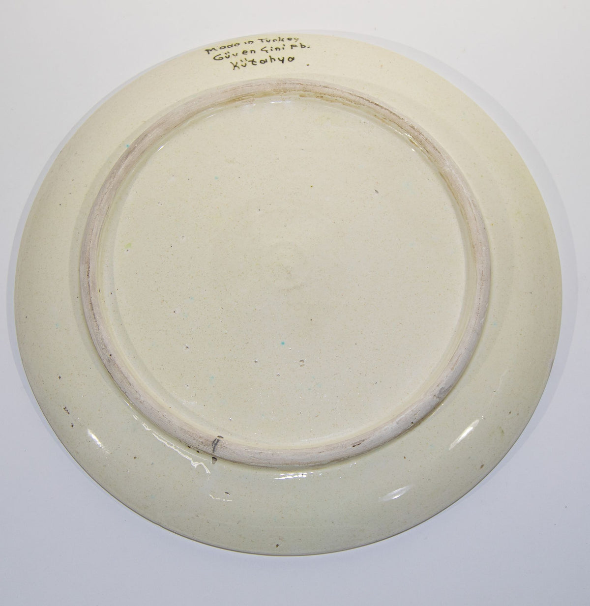 Vintage Turkish Kütahya Polychrome Ceramic Calligraphy Wall Platter Signed 1950s