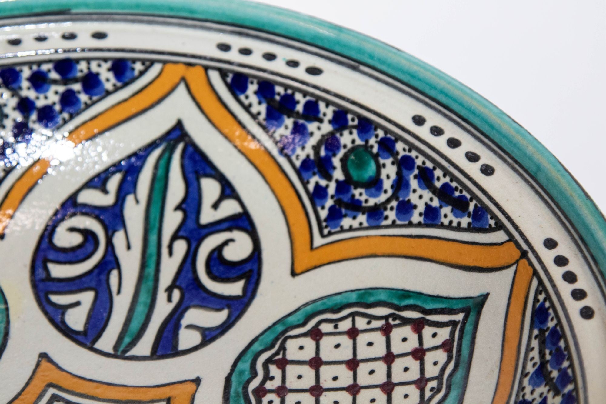 Moroccan Ceramic Bowl from Fez Antique from 1940's