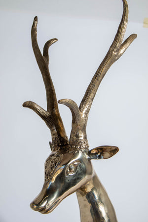 Large Brass Recumbent Deer Sculpture 1960s Hollywood Regency Style