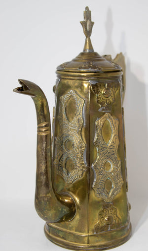 Antique Moroccan Moorish Style Middle Eastern Islamic Brass Coffee Pot