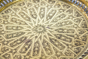 1940s Brass Moroccan Tray Hand Hammered Moorish Islamic Metalwork 13.5 in. D.