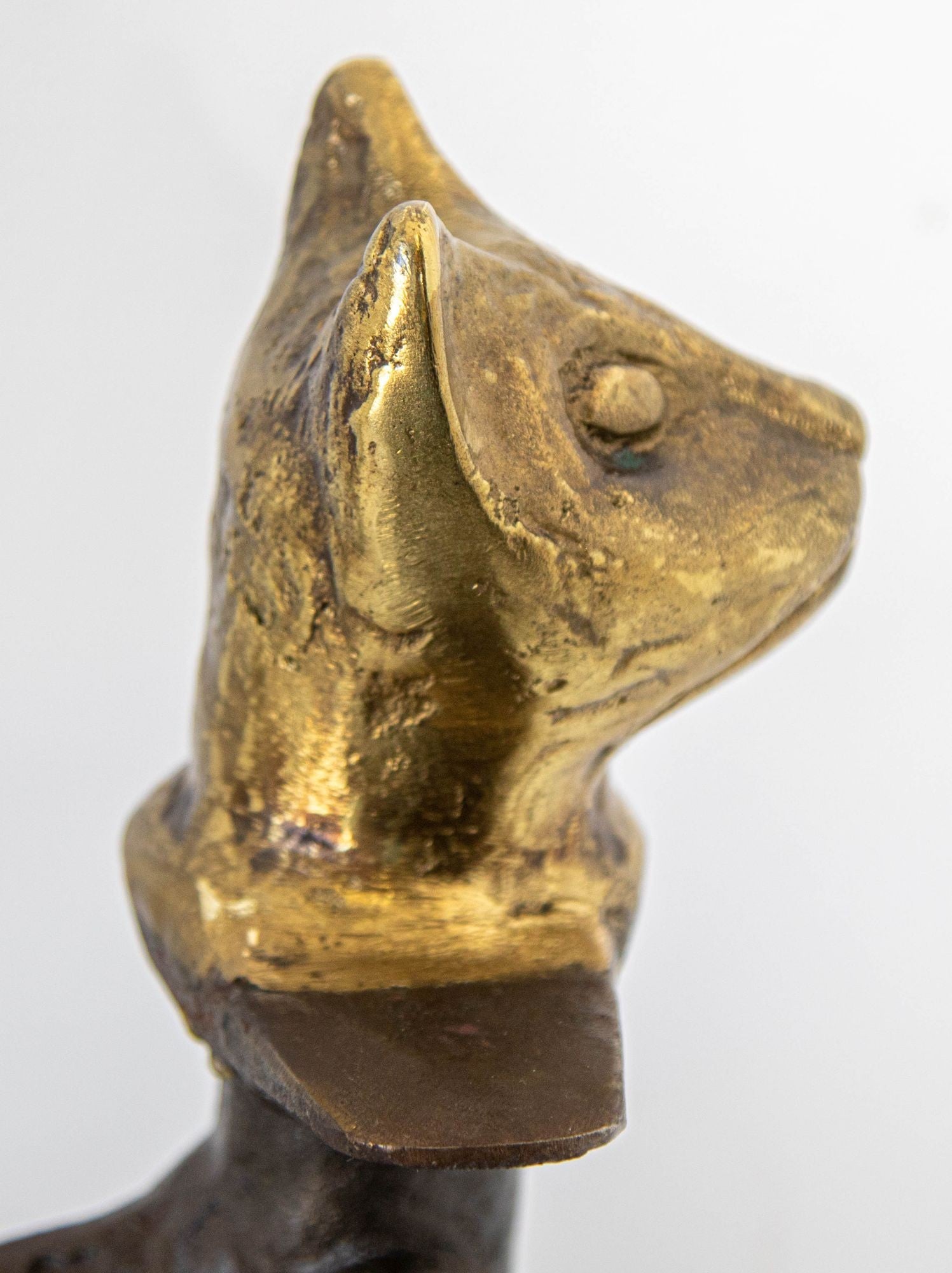 Giacometti Style Sculptural Brutalist Iron and Glass Console Table With Cat Head