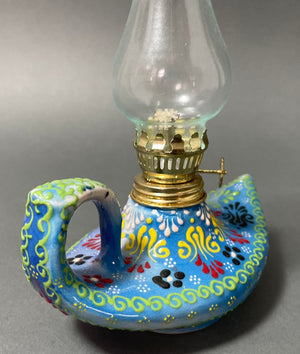 Aladdin Stylish Handmade Blue Ceramic Turkish Oil Lamp