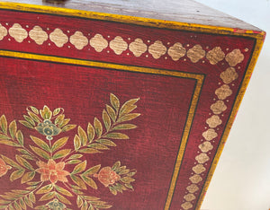 Moroccan Hand Painted Decorative Storage Trunk Chest Side Table