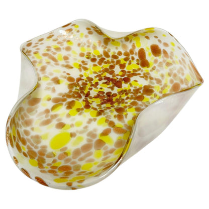 Large Murano Gold Aventurine Art Glass Bowl Flower Form Italy 1950s — additional view 2