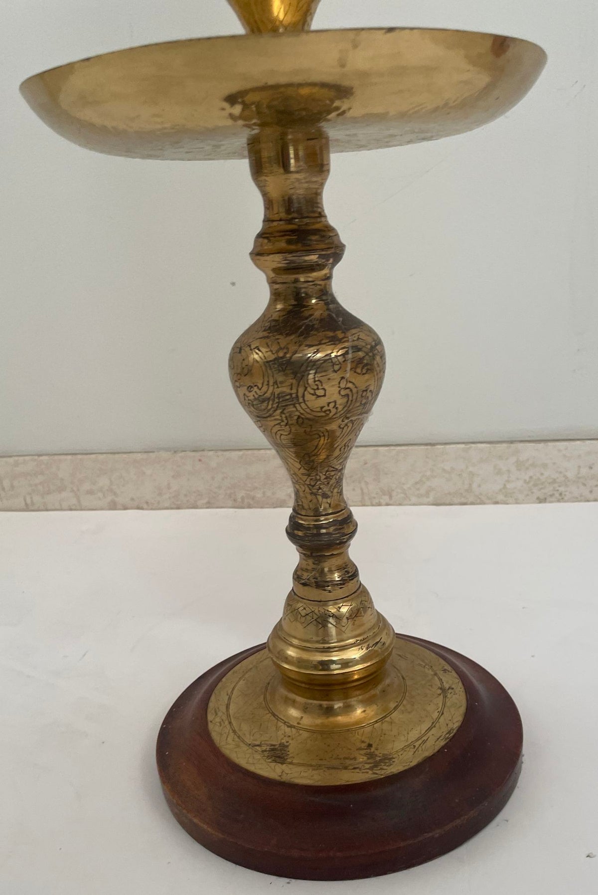 Vintage Moroccan Brass Candle Holder, Handcrafted from the 1950s