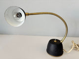 Mid-Century Modern Brass Gooseneck Desk Lamp, Black & Gold, USA, circa 1950s