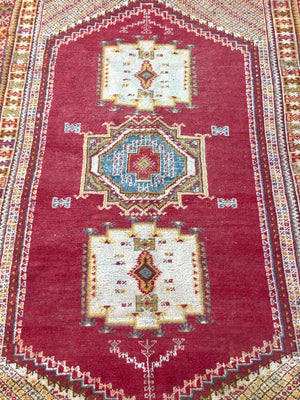 Moroccan Vintage Boujad Berber Tribal Rug 1960s