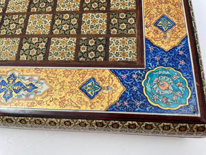 Moorish Persian Inlaid Micro Mosaic Backgammon and Chess Board