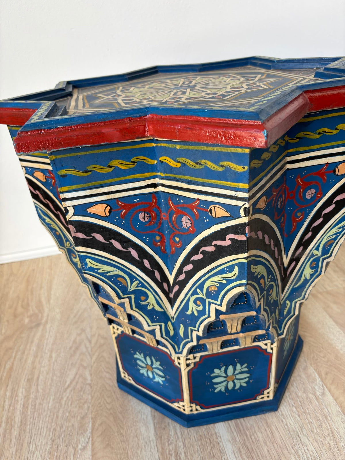 Moroccan Moorish Star Shape Blue Side Table 1960s