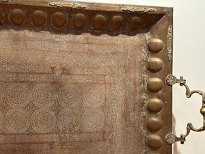 Antique Islamic Mughal Copper Metal Tray Oversized