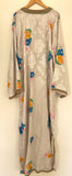 Vintage Moroccan Kaftan White Floral Design Circa 1970