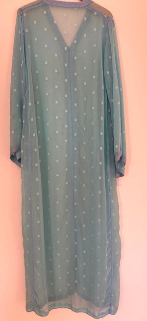 Vintage Moroccan Kaftan in Turquoise Cheer Fabric