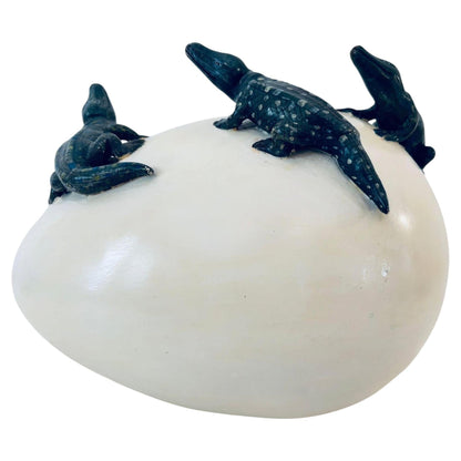 1980s Vintage Ceramic Hatching Alligators by Nacho Mejia, Mexican Art — additional view 5