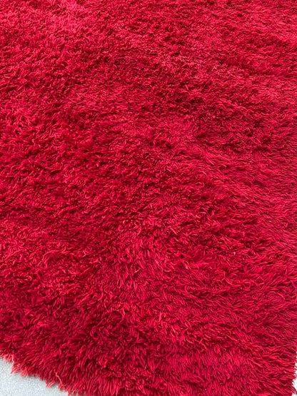 Vintage Moroccan Berber "Bed of Roses" Red Wool Rug, Handwoven, 1960s