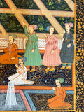 Mughal Court Scene on Silk After a 19th Century Indo-Persian Palace Painting