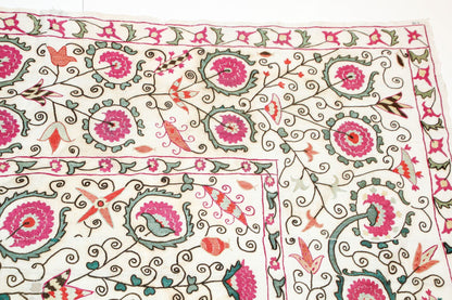 19th C. Suzani Bukhara Uzbekistan Antique Embroidered Islamic Art Textile Susani
